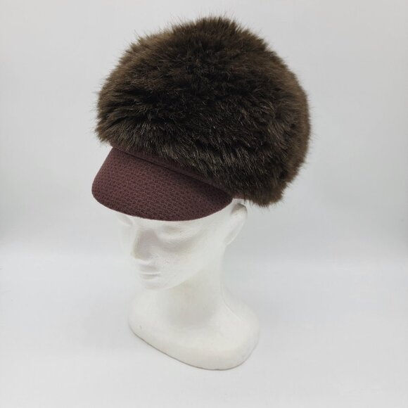 Kyi Kyi Hat Brown Furry Faux Fur Cotton Blend Hat Cap‎ Canada Boho Festival - Picture 1 of 6
